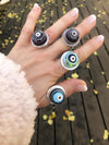 Handmade Bohemian Evil Eye Silver Rings with bead for Women
