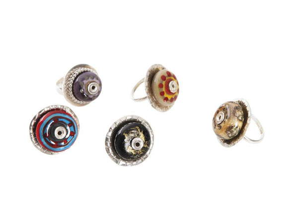 Handmade Bohemian Sterling Silver Statement Rings with beads for Women