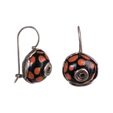 round glass earrings with beads