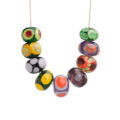 Colorful Polka Dot Glass Beads Necklace