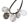 Meaningful Silver Flat Glass Beads Kabbalah Necklace