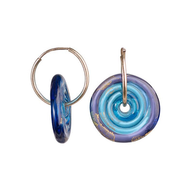 blue disk earrings with beads