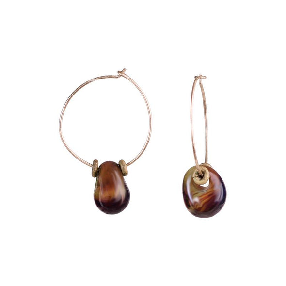 double helix brown earrings with beads