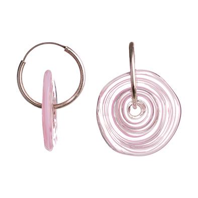 light pink disk earrings with beads