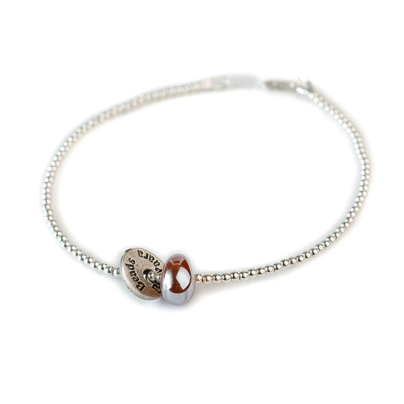 Silver Ankle Bracelet with a Glass Bead