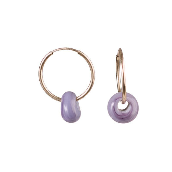 purple small Dainty earrings with beads