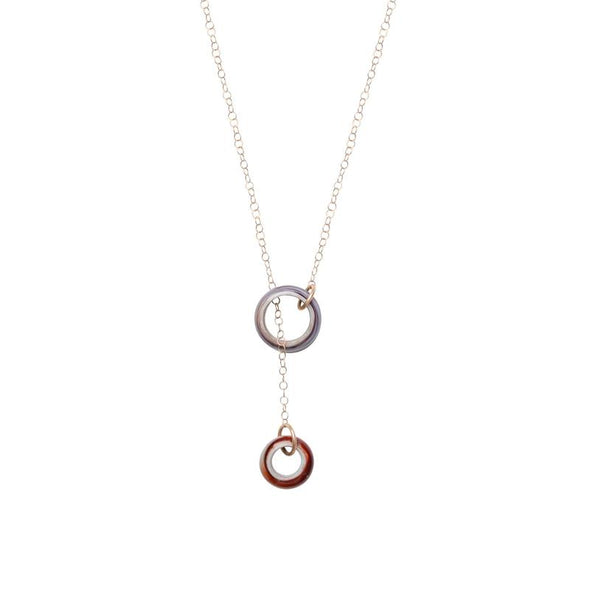 Glass Rings Lariat Necklace